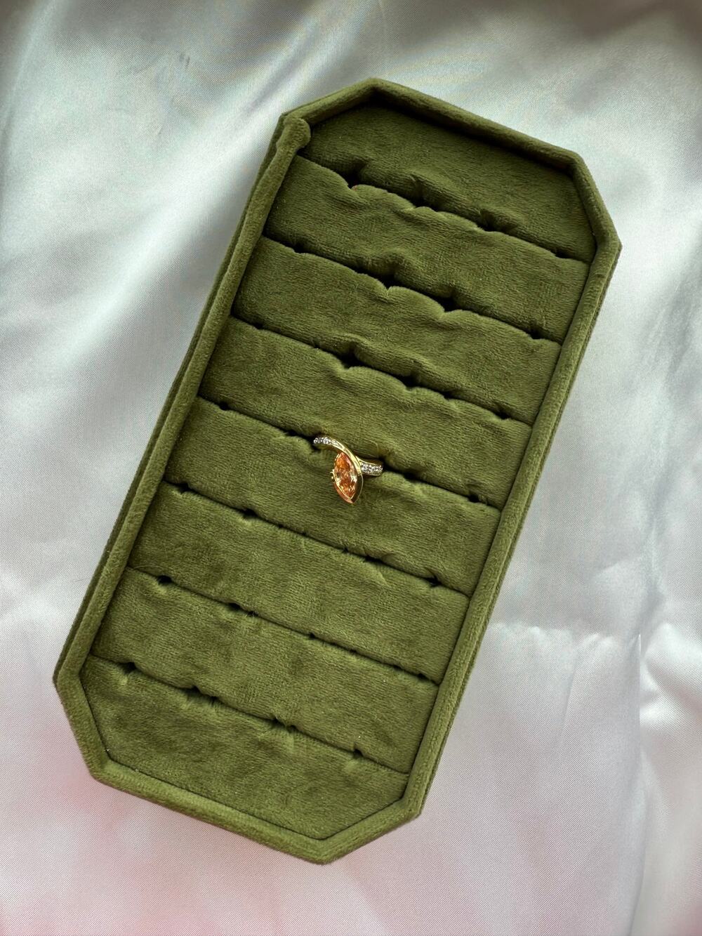 Gold Bezel Marquise Orange Ring Size 6